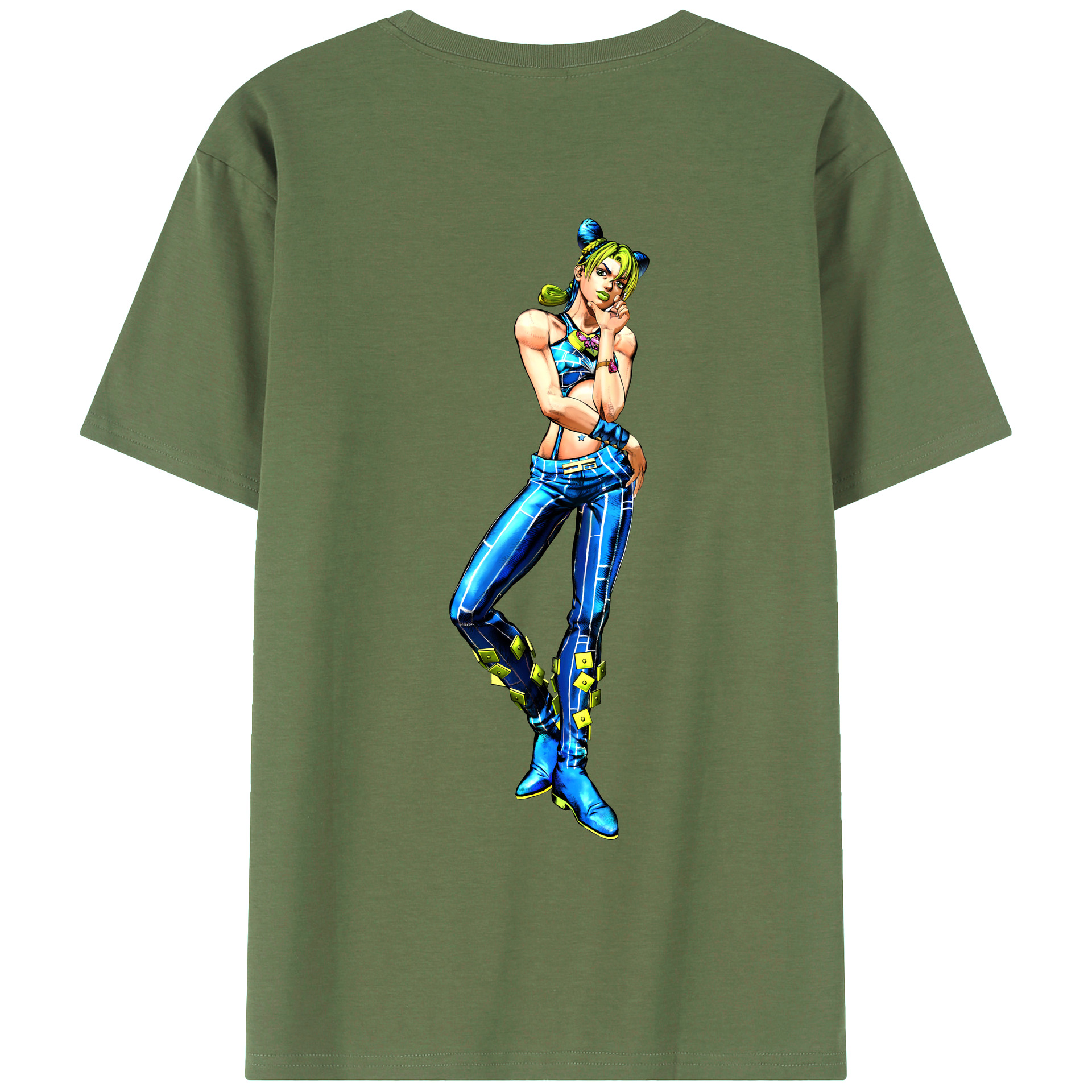 （画像用） "ジョジョの奇妙な冒険 くうじょう ジョリーン JoJo's Bizarre Adventure Jolyne Cujoh " 綿100％ メンズ半袖Tシャツ（バックプリント） 通気性
